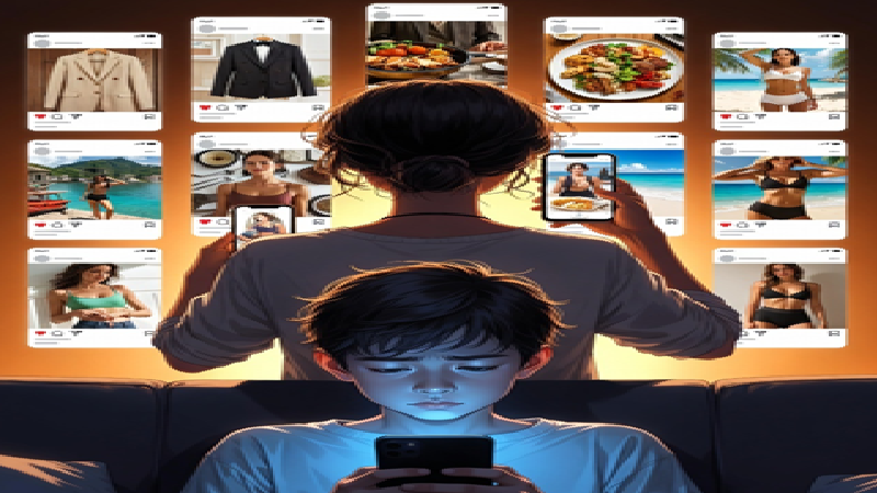 A child observing parents sharing family habits at home, reflecting parental example, daily behaviour, healthy routines, and patterns that may travel across generations