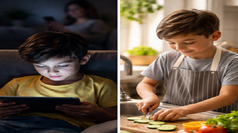 Children navigating digital life and daily habits — a reflection on awareness, screen time, and independence
