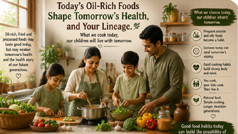 A calm kitchen scene with fresh vegetables and simple cooking tools — representing home cooking, natural food habits, and the quiet foundation of a long, healthy life